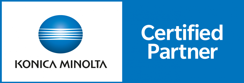 Logotipo de Konica Minolta con el texto "Certified Partner".