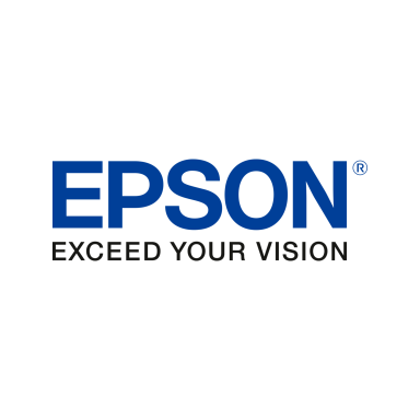Logotipo de Epson con el lema "Exceed Your Vision" en letras azules.